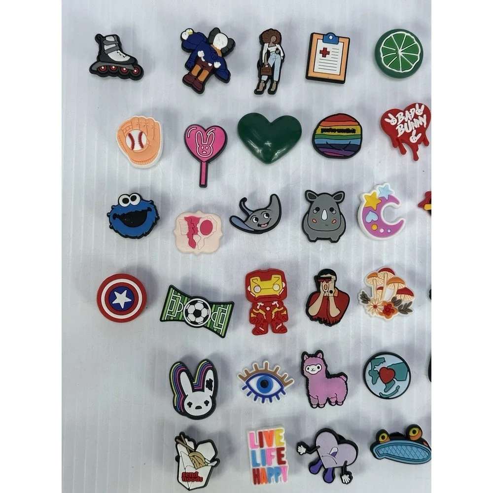 53pc Assorted Shoe Charms Lot Random Mix PVC Cartoon Animal Sports for‎ Clogs